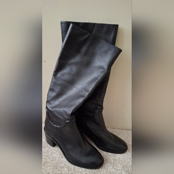 Vince fabian 65 mm black leather knee-high talla boots...